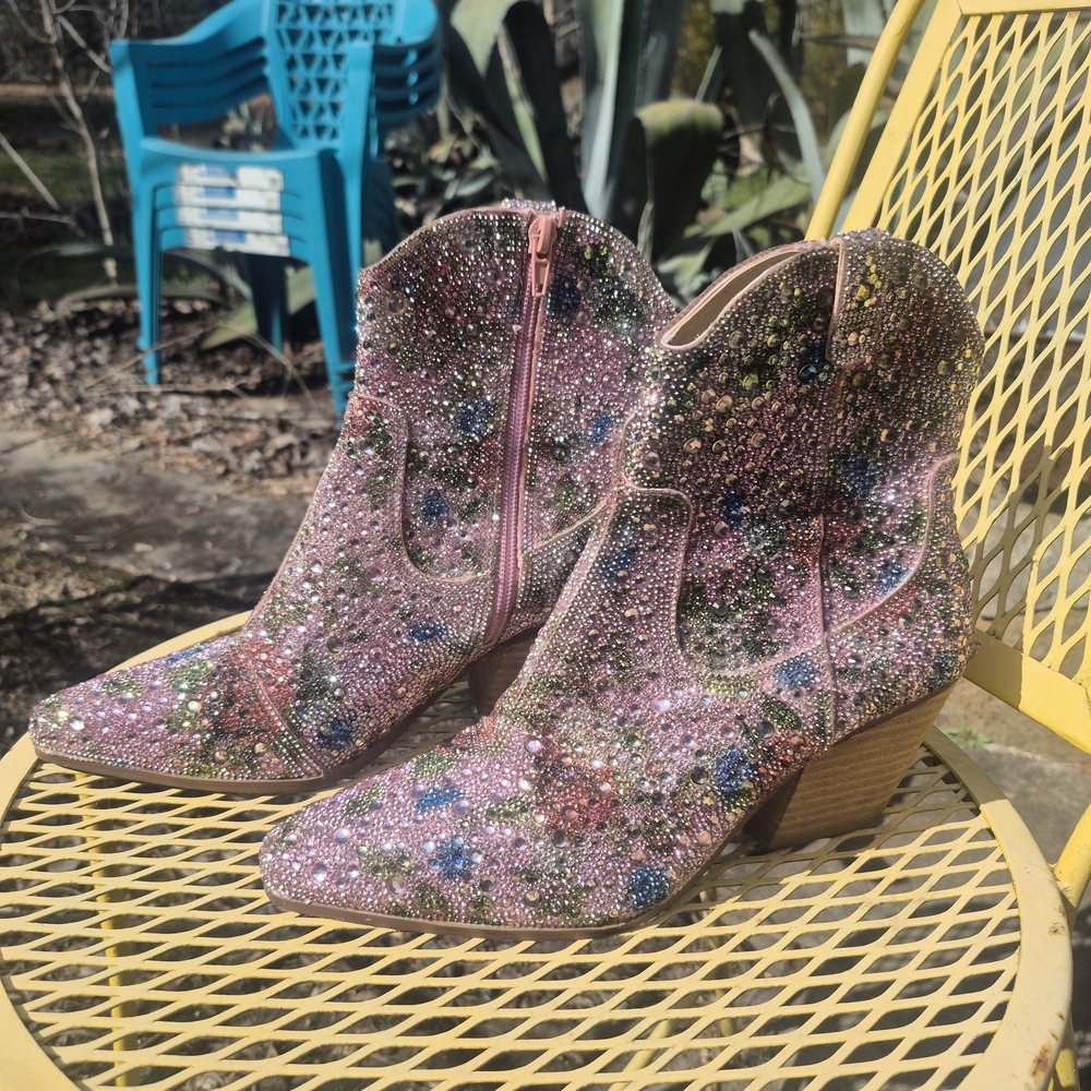 Betsey Johnson Pink and Green Heeled Boots